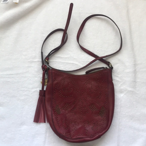 Lucky brand red studded cross body bag - Picture 1 of 6